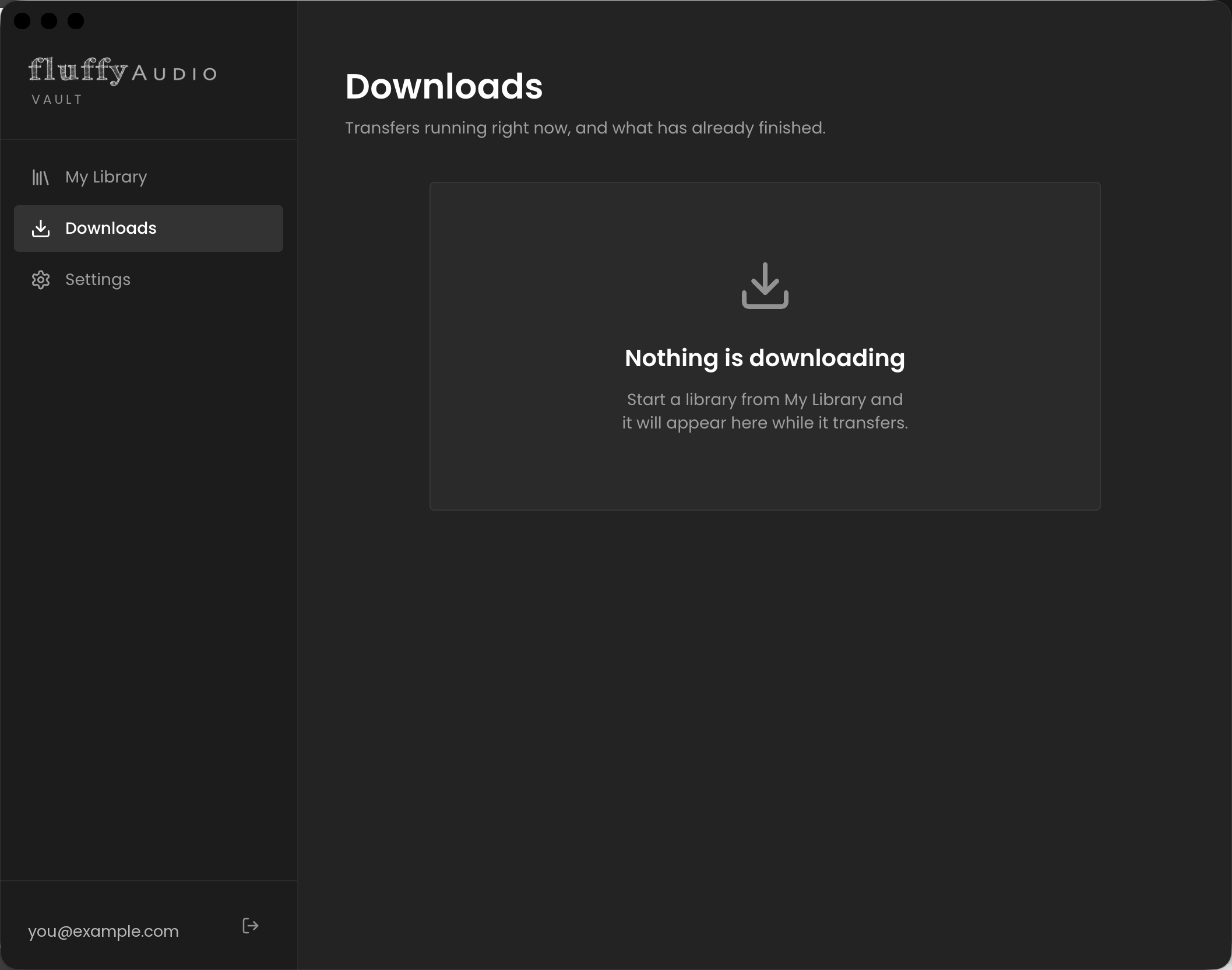 The Downloads view with running transfers